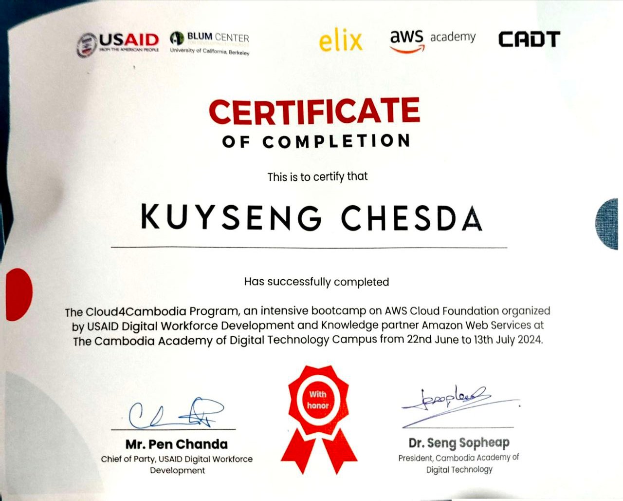 University Life Certificates Certificate